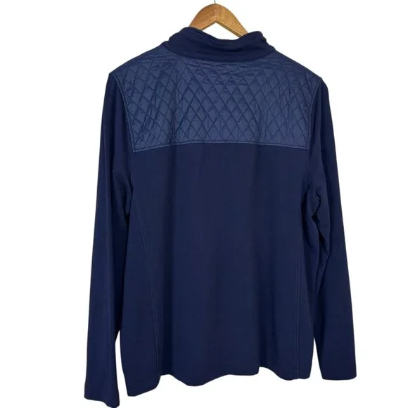 Talbots Navy Blue Pull Over Quarter Zip Sweatshirt Size XL Pima Cotton Preppy - Picture 4 of 9